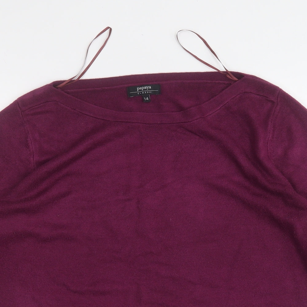 Papaya Womens Purple Round Neck  Acrylic Pullover Jumper Size 14