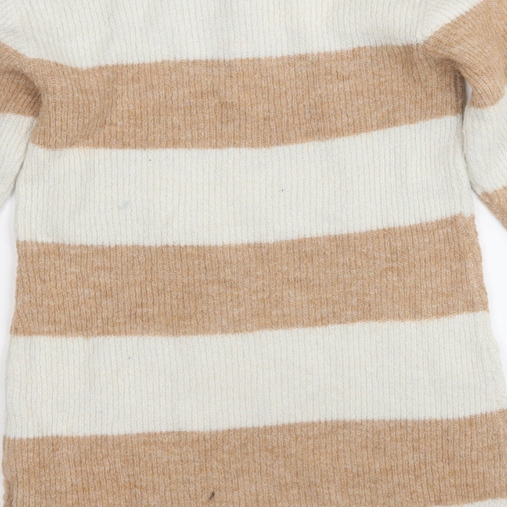 H&M Girls Brown Striped Acrylic Jumper Dress  Size 4-5 Years  Round Neck