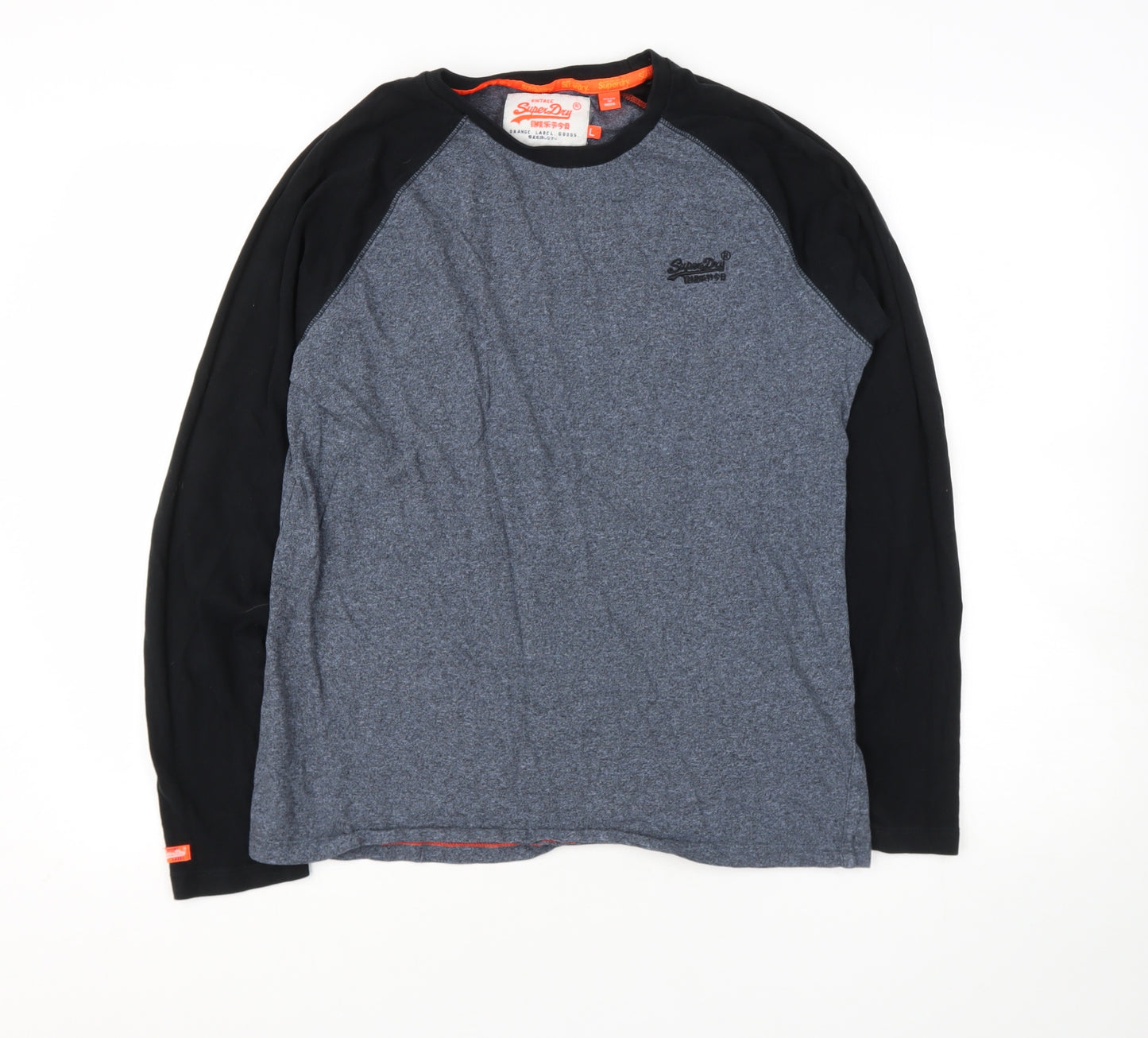 Superdry Mens Grey  Polyester  T-Shirt Size L Round Neck