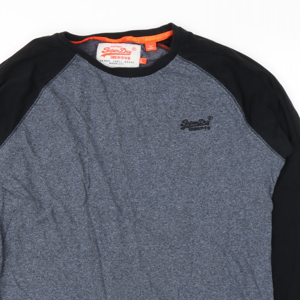 Superdry Mens Grey  Polyester  T-Shirt Size L Round Neck