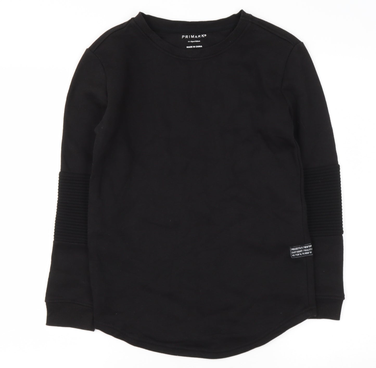 Primark Boys Black  Cotton Pullover Sweatshirt Size 11-12 Years