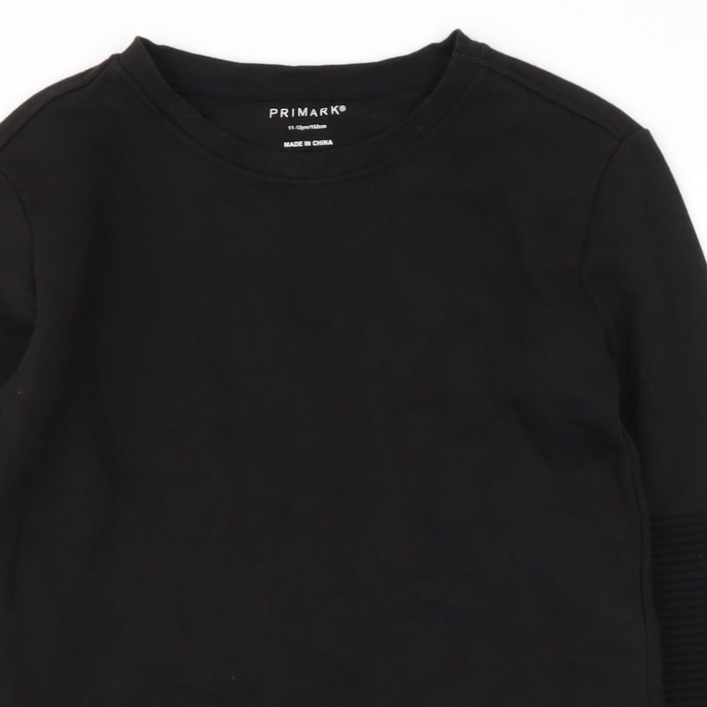 Primark Boys Black  Cotton Pullover Sweatshirt Size 11-12 Years