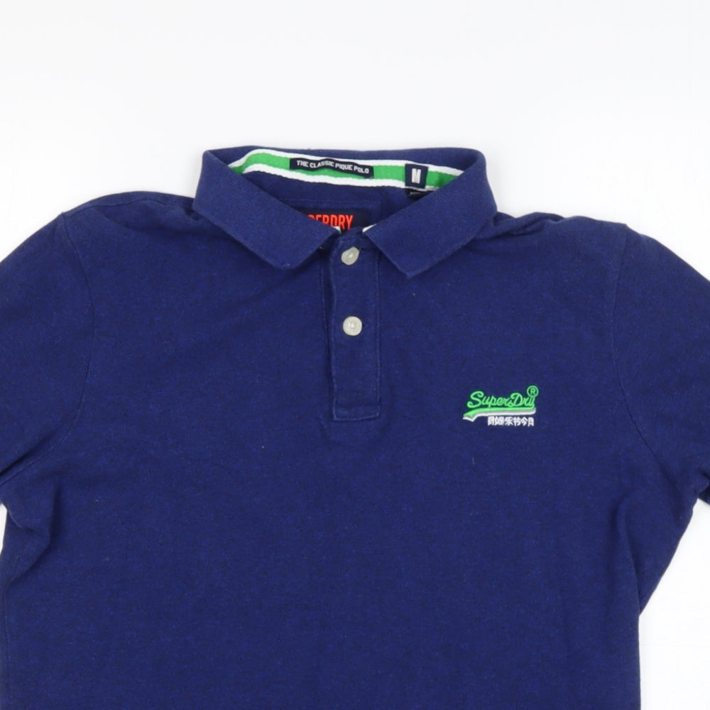 Superdry Mens Blue  Cotton  Polo Size M Collared