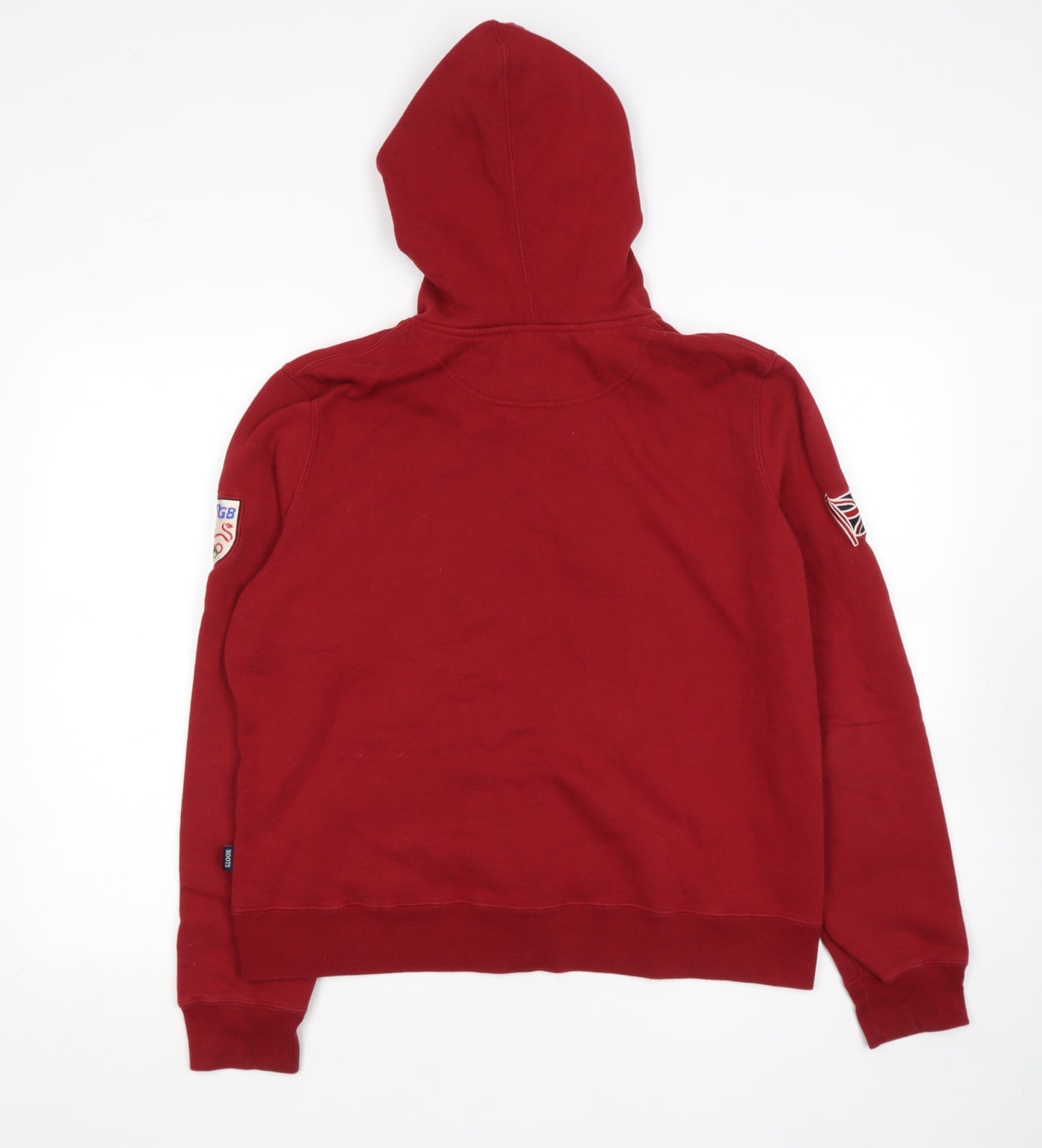 Roots Mens Red  Cotton Full Zip Hoodie Size L