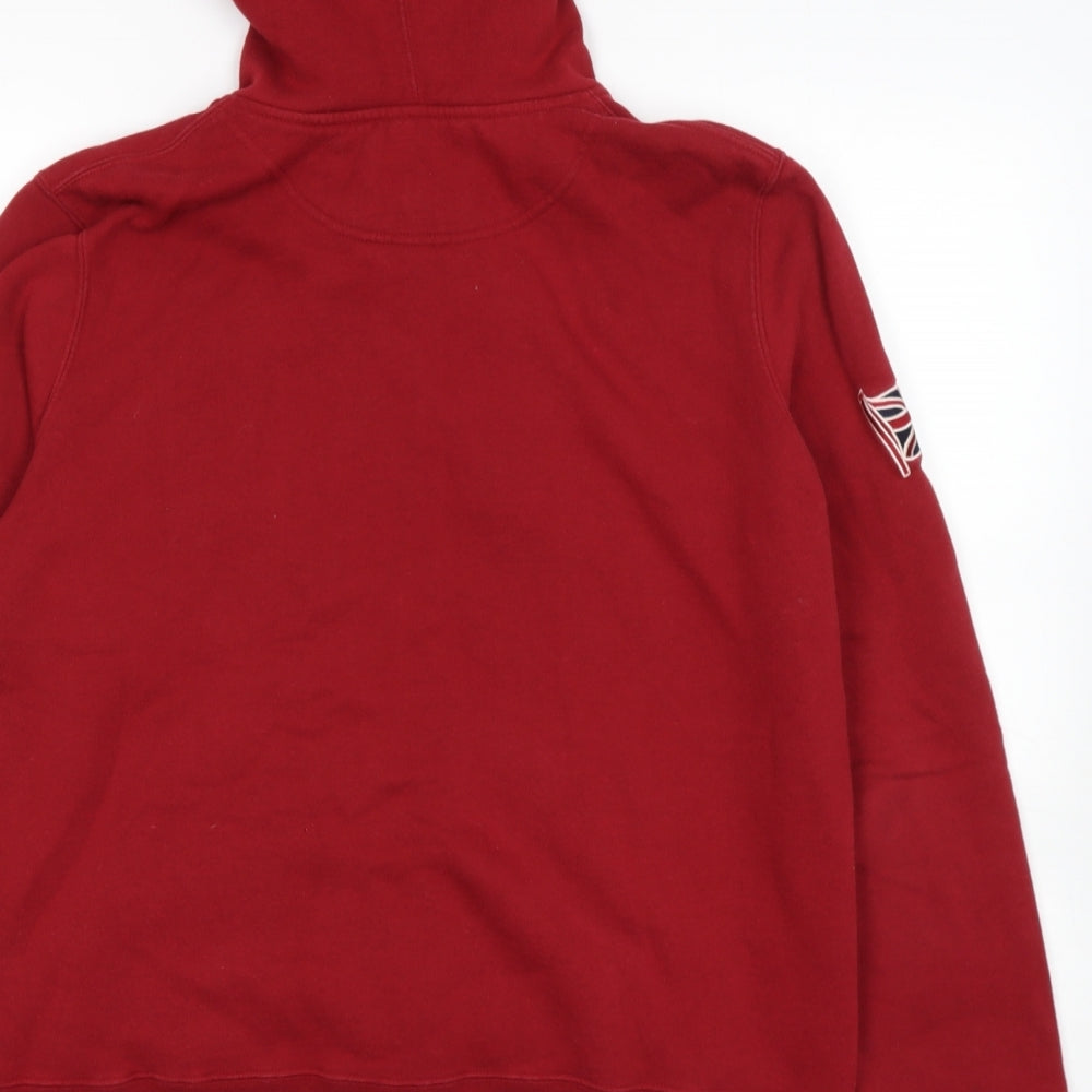 Roots Mens Red  Cotton Full Zip Hoodie Size L