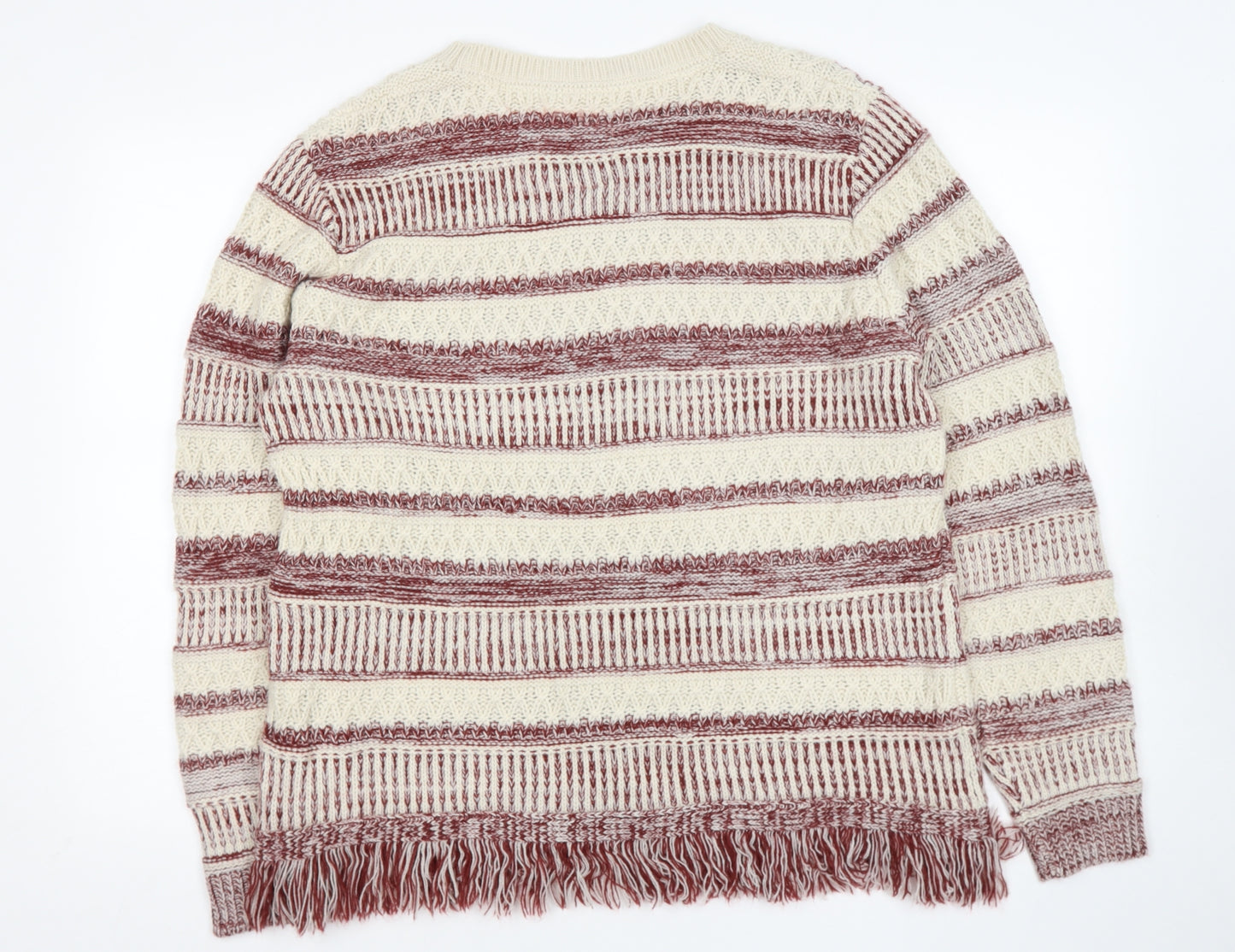 Falmer Heritage Womens Beige Round Neck Geometric Acrylic Pullover Jumper Size 16