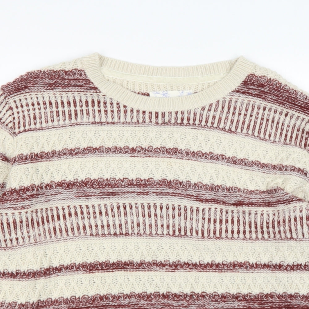 Falmer Heritage Womens Beige Round Neck Geometric Acrylic Pullover Jumper Size 16