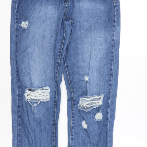 PARISIAN SIGNATURE Womens Blue  Cotton Skinny Jeans Size 6 L26 in Regular  - Distressed