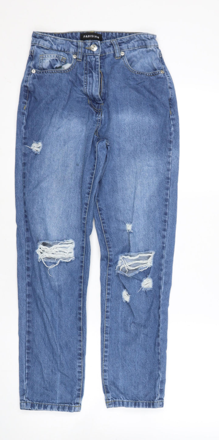 PARISIAN SIGNATURE Womens Blue Cotton Skinny Jeans Size 6 L26 in Regular - Distressed