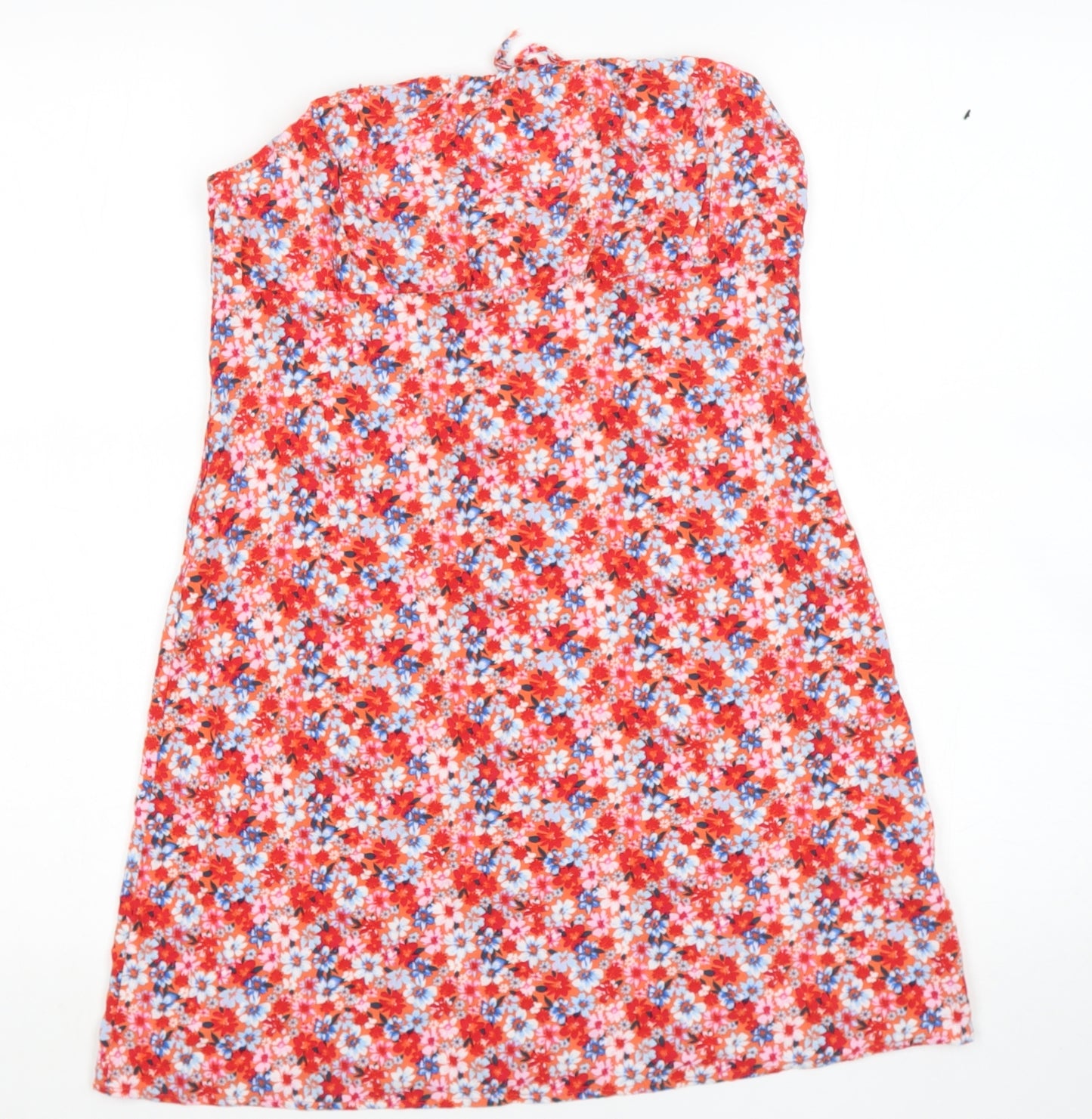 Primark Girls Red Floral Viscose Skater Dress  Size 12 Years  Square Neck