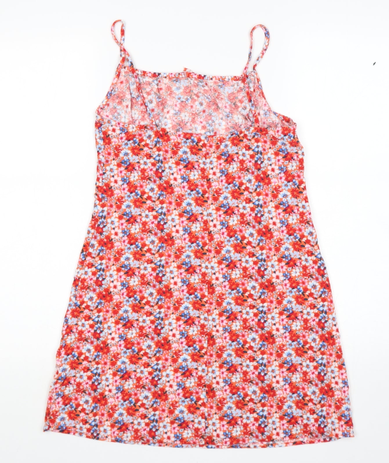 Primark Girls Red Floral Viscose Skater Dress  Size 12 Years  Square Neck