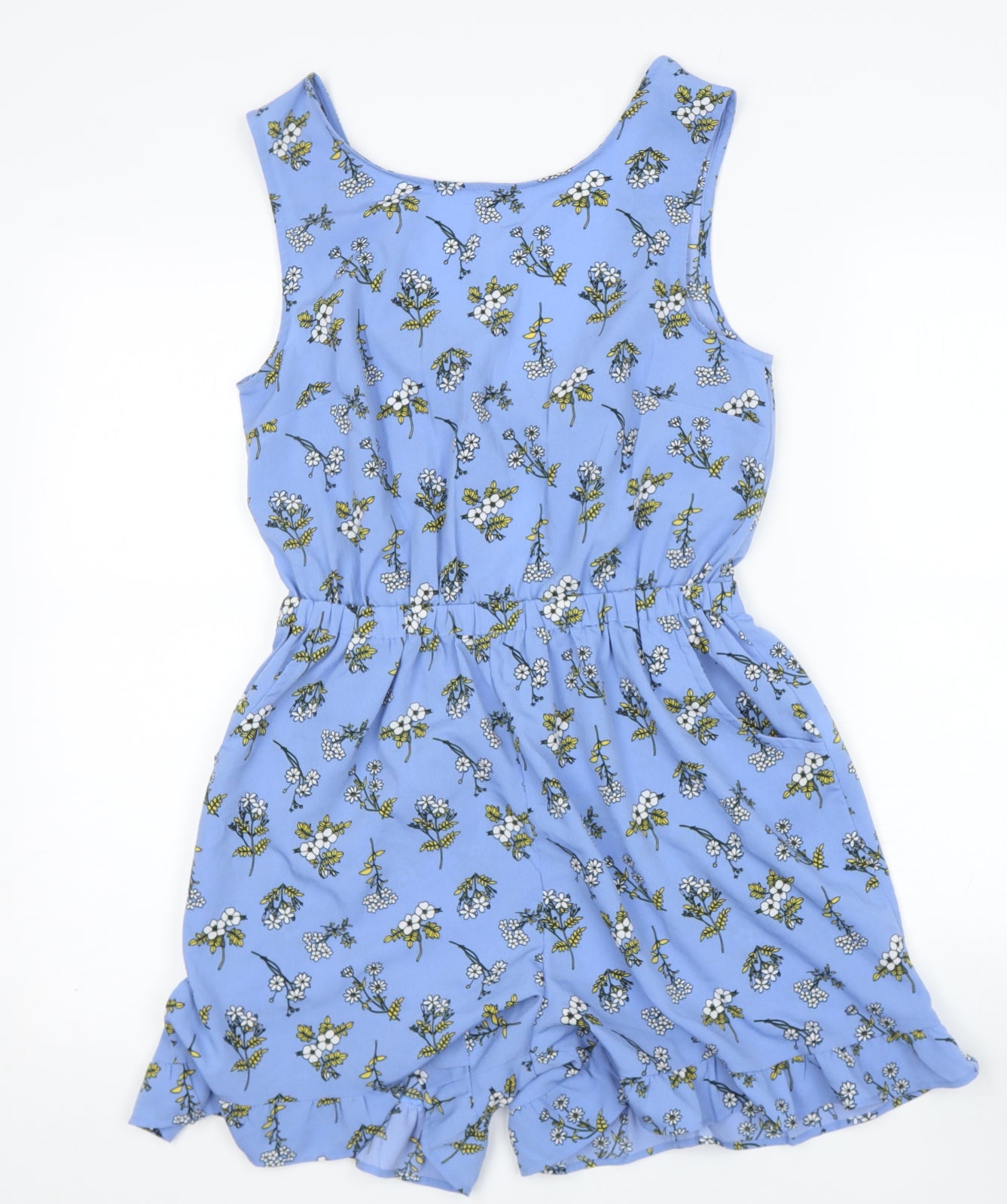 NEXT Girls Blue Floral Polyester Playsuit One-Piece Size 14 Years