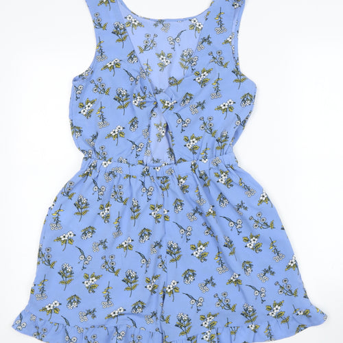 NEXT Girls Blue Floral Polyester Playsuit One-Piece Size 14 Years
