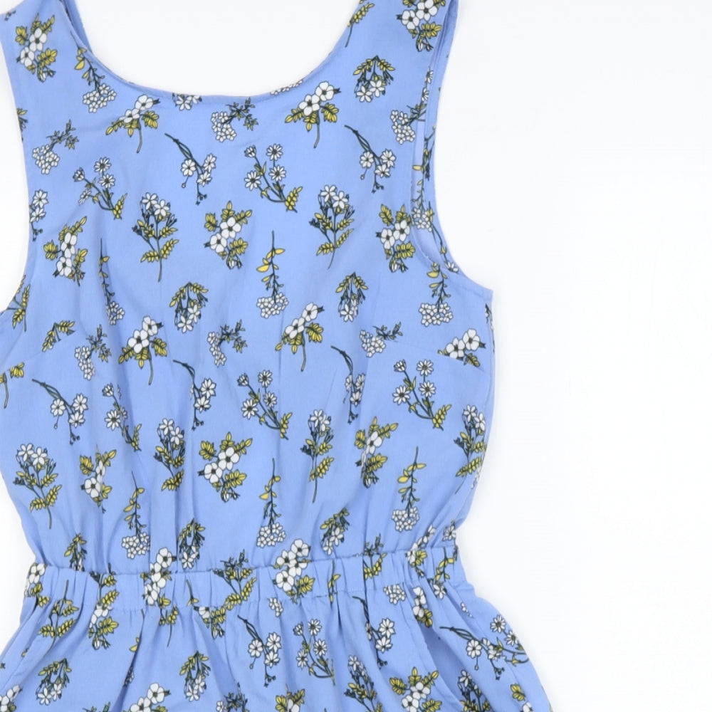 NEXT Girls Blue Floral Polyester Playsuit One-Piece Size 14 Years