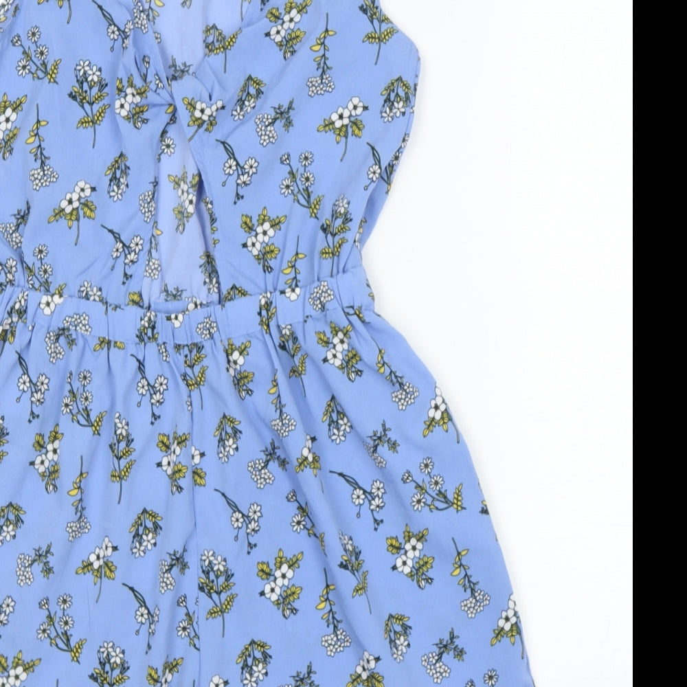 NEXT Girls Blue Floral Polyester Playsuit One-Piece Size 14 Years