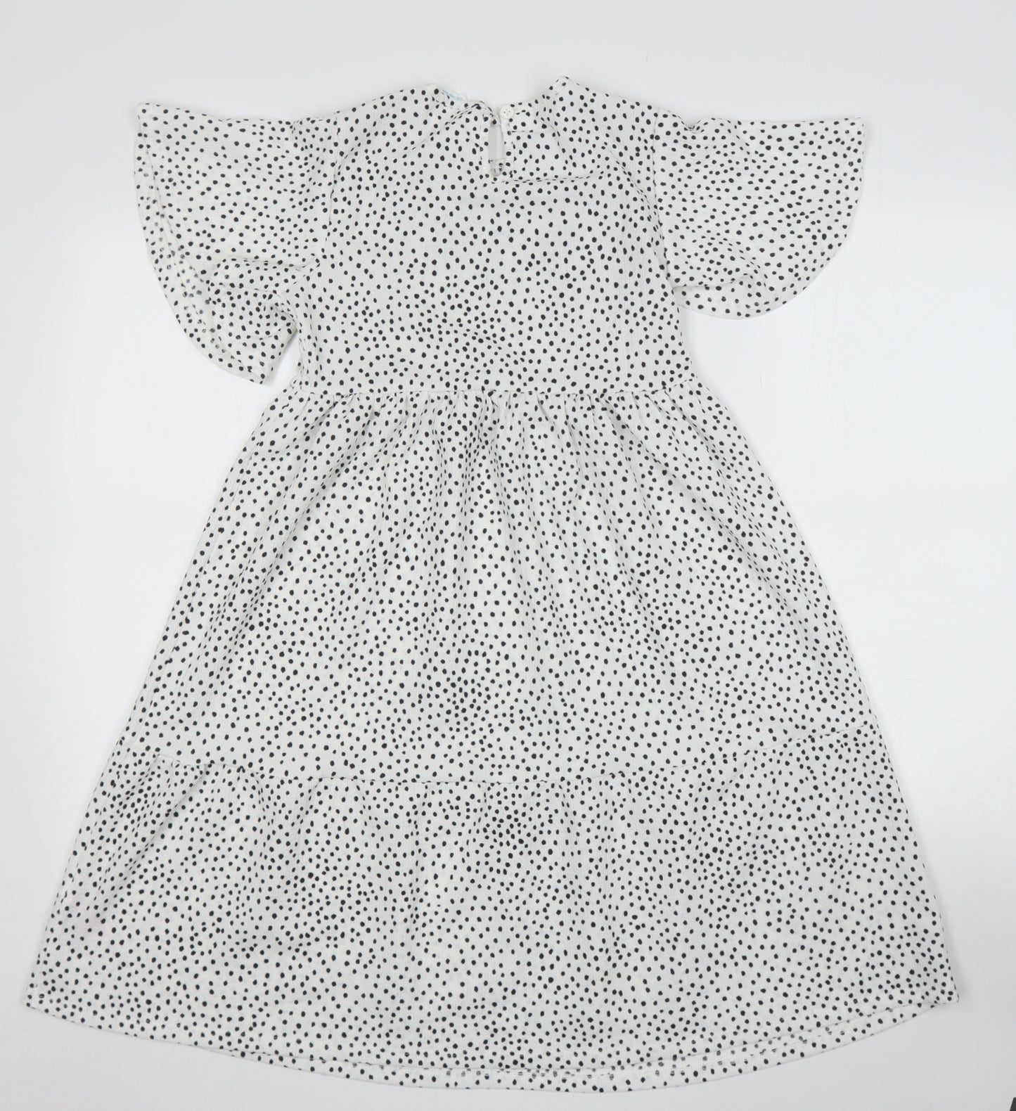 Primark Girls White Spotted Polyester Maxi  Size 11-12 Years  Round Neck