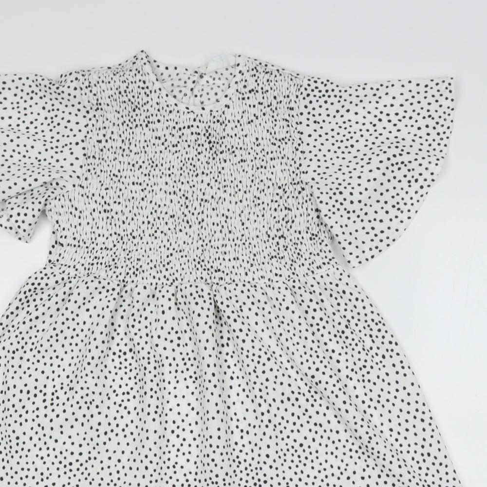 Primark Girls White Spotted Polyester Maxi  Size 11-12 Years  Round Neck