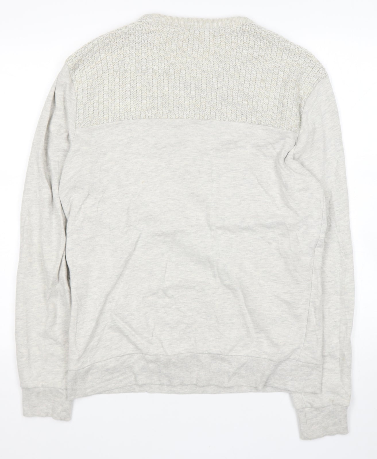 River Island` Mens Beige Round Neck  Cotton Pullover Jumper Size M