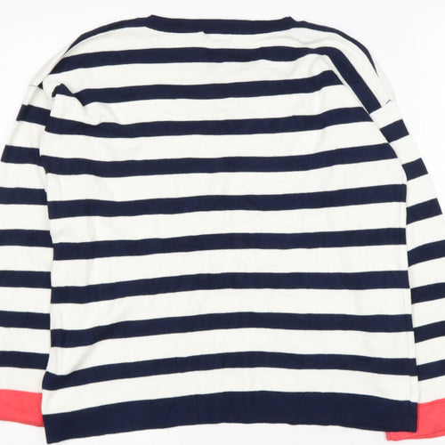Intuition  Womens Blue Round Neck Striped Viscose Pullover Jumper Size 12