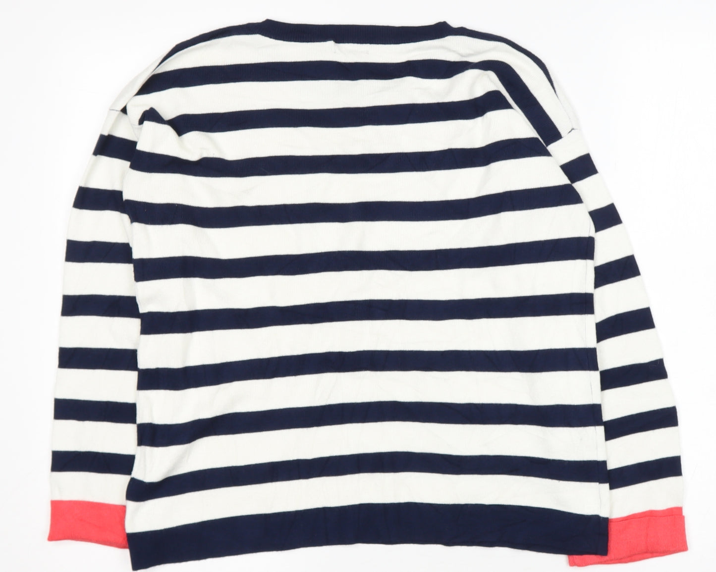 Intuition  Womens Blue Round Neck Striped Viscose Pullover Jumper Size 12