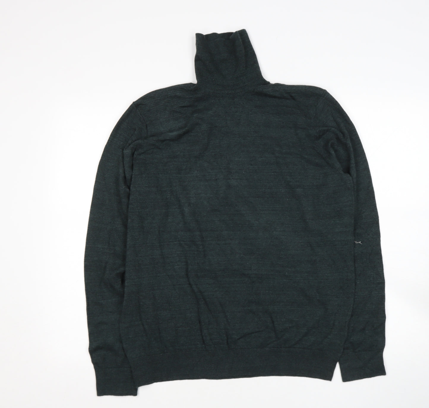Marks and Spencer Mens Green Roll Neck  Cotton Pullover Jumper Size L