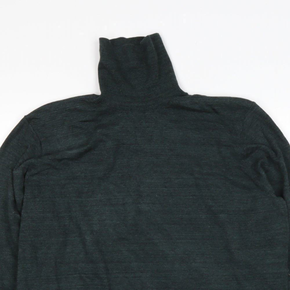 Marks and Spencer Mens Green Roll Neck  Cotton Pullover Jumper Size L