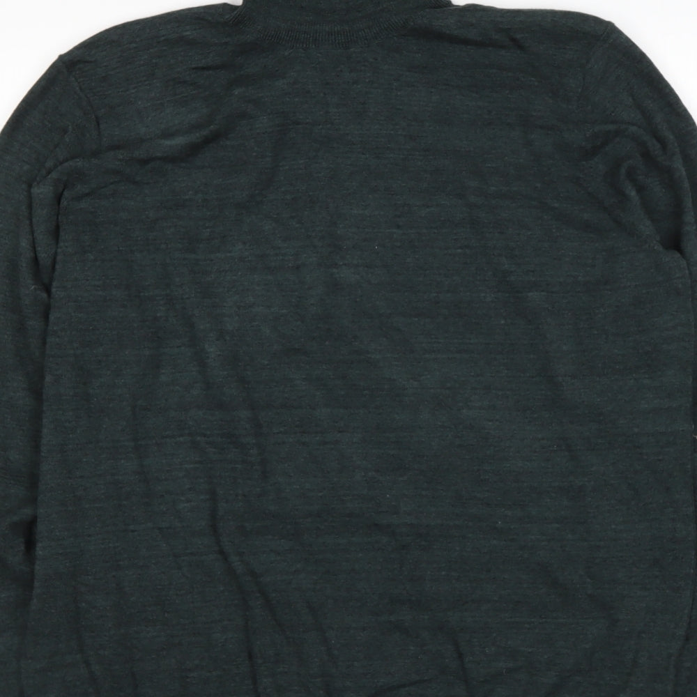 Marks and Spencer Mens Green Roll Neck  Cotton Pullover Jumper Size L