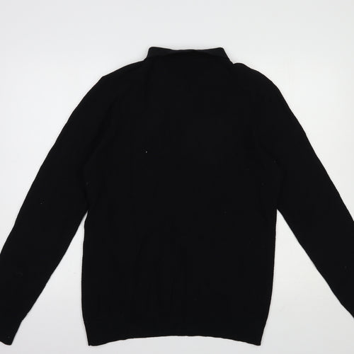 George Mens Black Collared  Cotton Pullover Jumper Size L