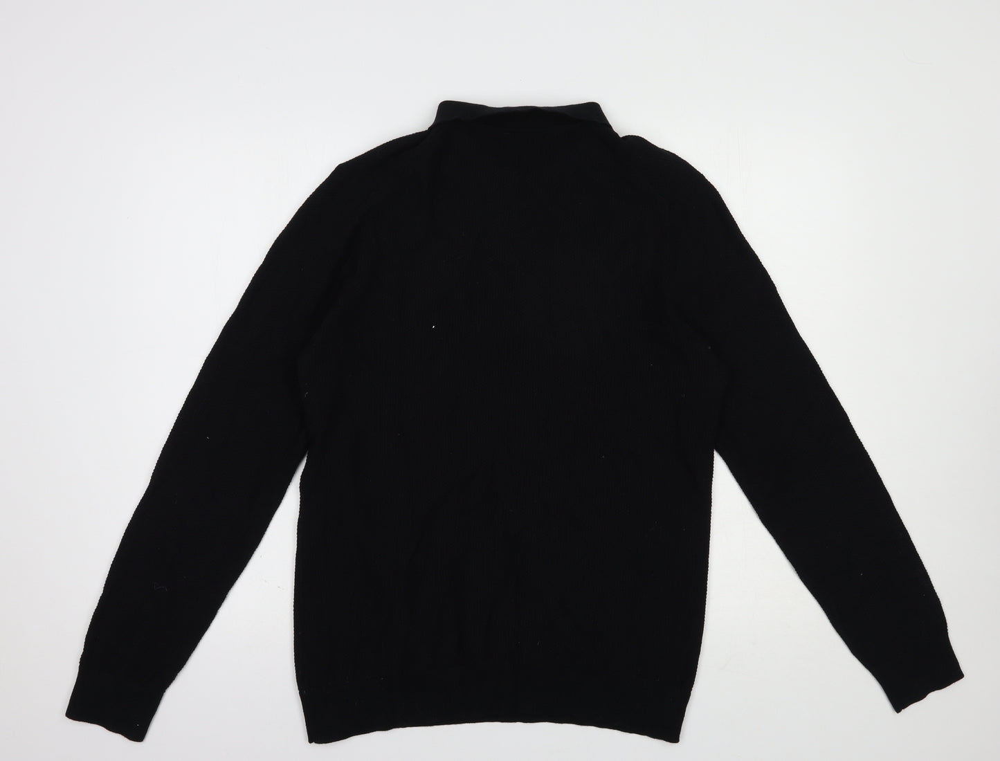 George Mens Black Collared  Cotton Pullover Jumper Size L
