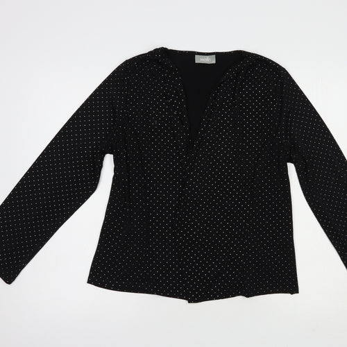 Wallis Womens Black  Polyester Kimono Blouse Size M V-Neck