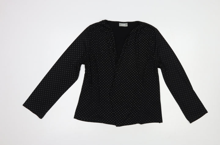 Wallis Womens Black  Polyester Kimono Blouse Size M V-Neck