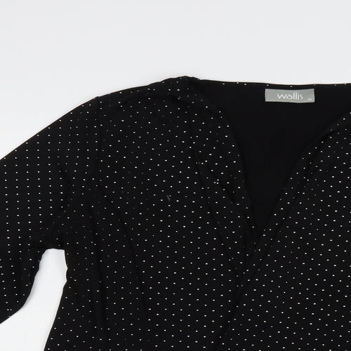 Wallis Womens Black  Polyester Kimono Blouse Size M V-Neck