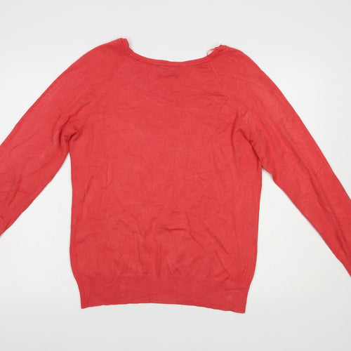 Klass Womens Red Boat Neck  Viscose Pullover Jumper Size L   - Neckline Detail