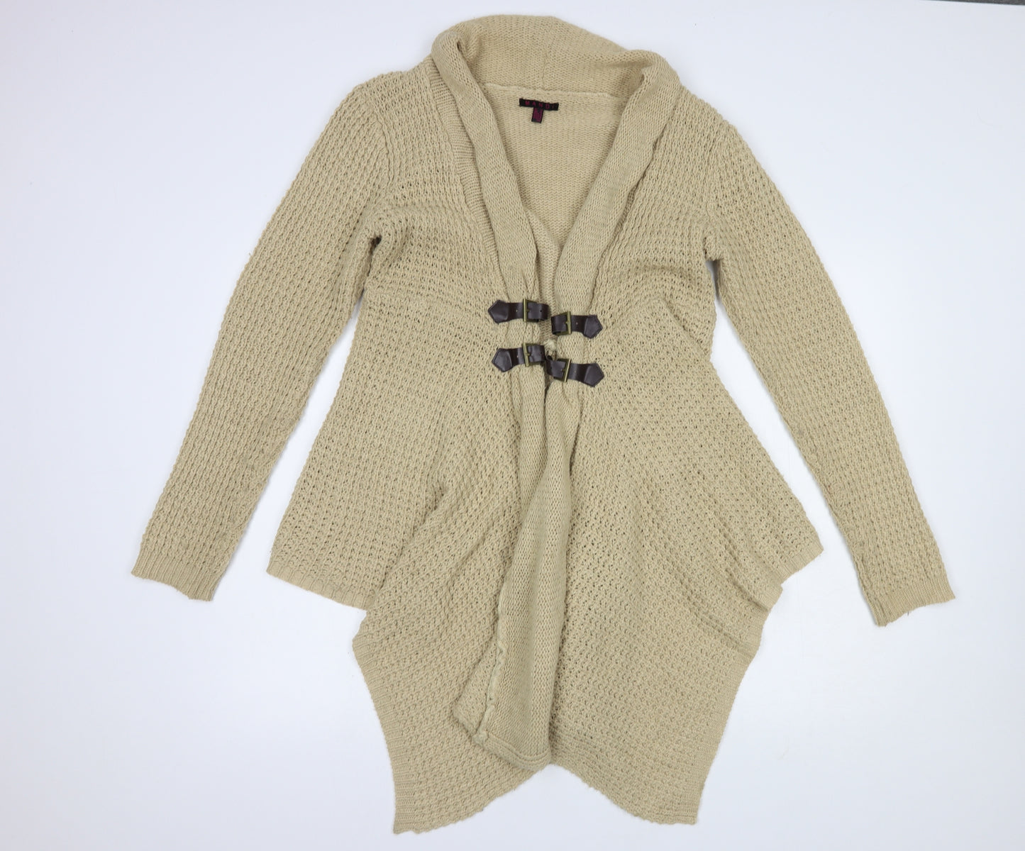 Mandi Womens Beige Collared  Acrylic Cardigan Jumper Size 16