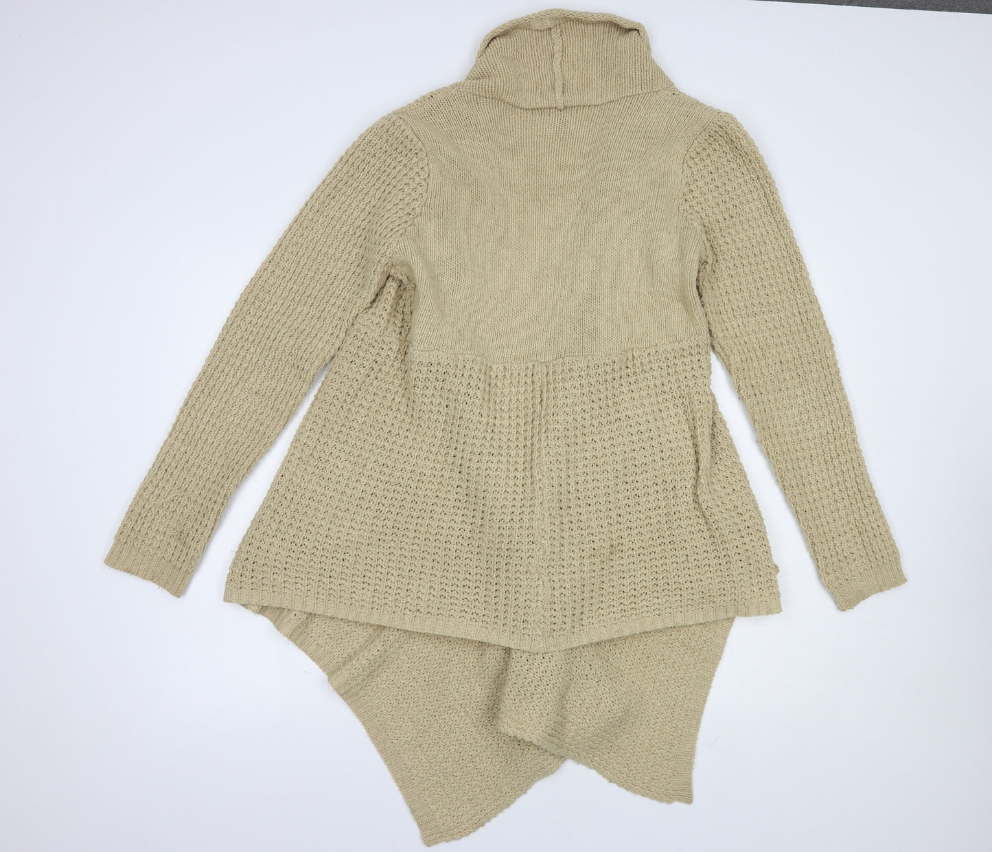 Mandi Womens Beige Collared  Acrylic Cardigan Jumper Size 16
