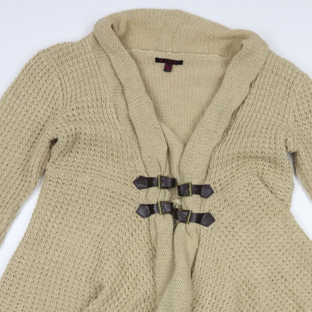 Mandi Womens Beige Collared  Acrylic Cardigan Jumper Size 16