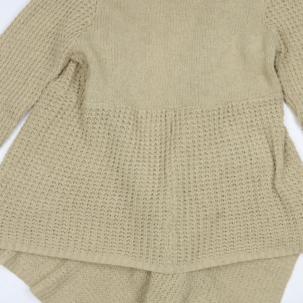 Mandi Womens Beige Collared  Acrylic Cardigan Jumper Size 16