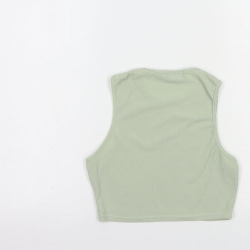 Vivichi Womens Green  Polyester Cropped Blouse Size L Crew Neck - Los Angeles