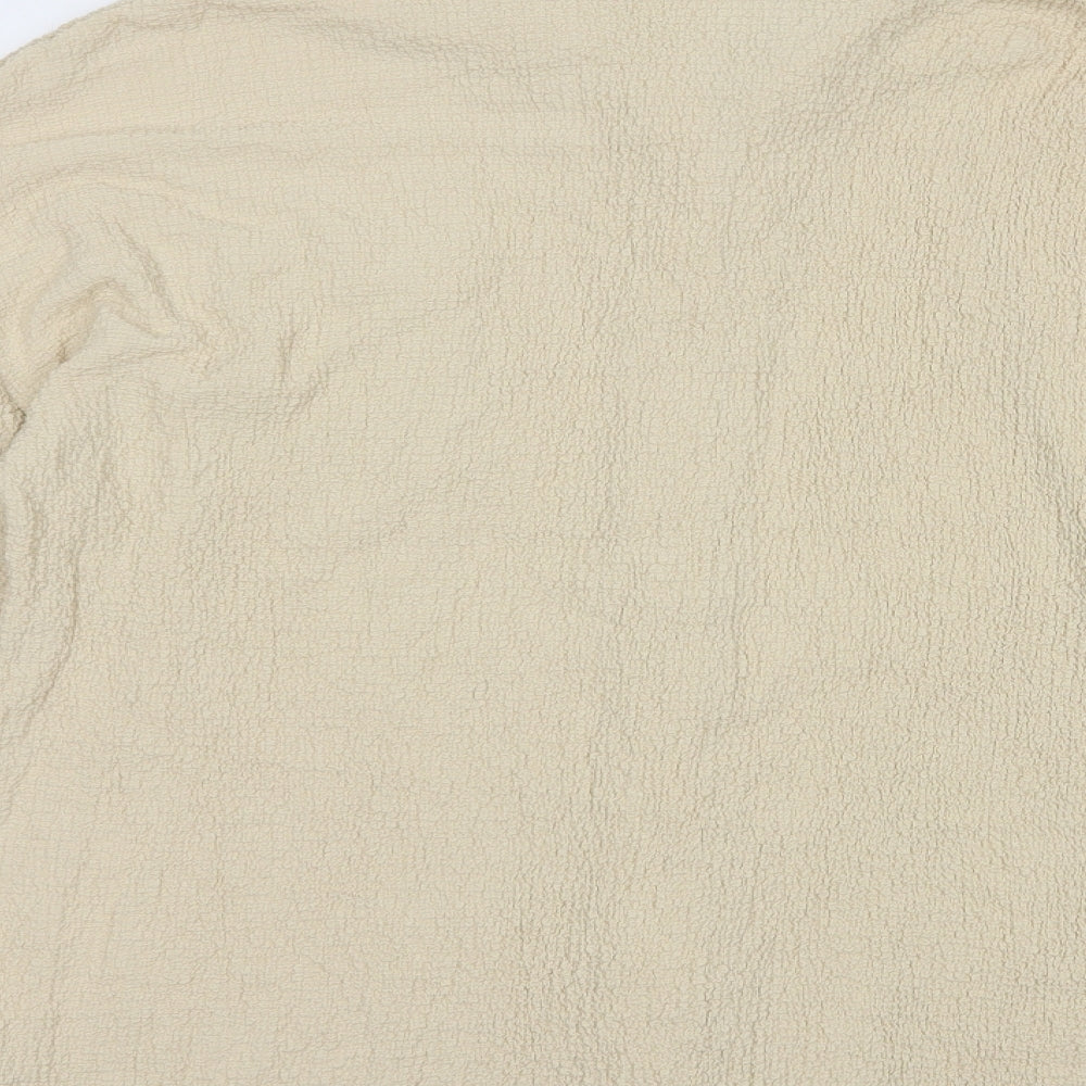 PRETTYLITTLETHING Womens Beige  Polyester Basic Button-Up Size 10 Collared