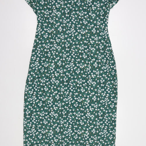 Motel Womens Green Floral Viscose Maxi  Size M  V-Neck Button