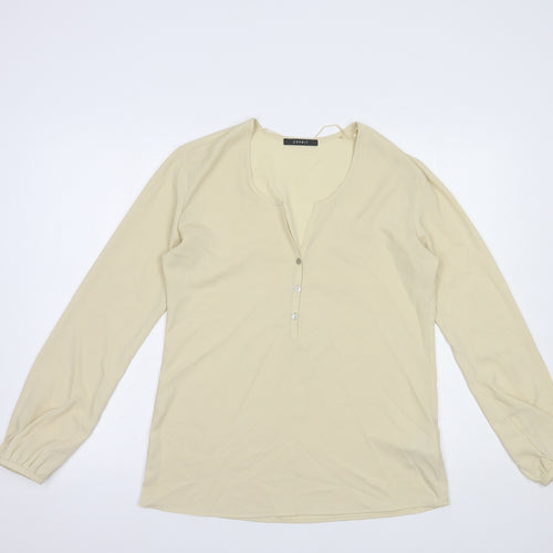 Esprit Womens Beige  Polyester Basic Blouse Size 12 V-Neck
