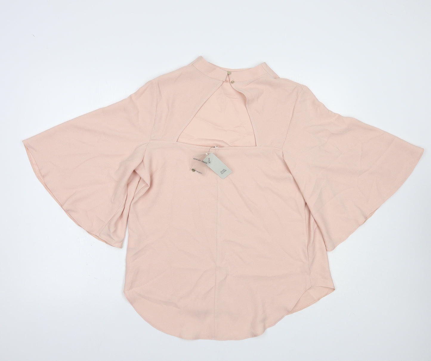 River Island Womens Pink  Polyester Basic Blouse Size 12 High Neck