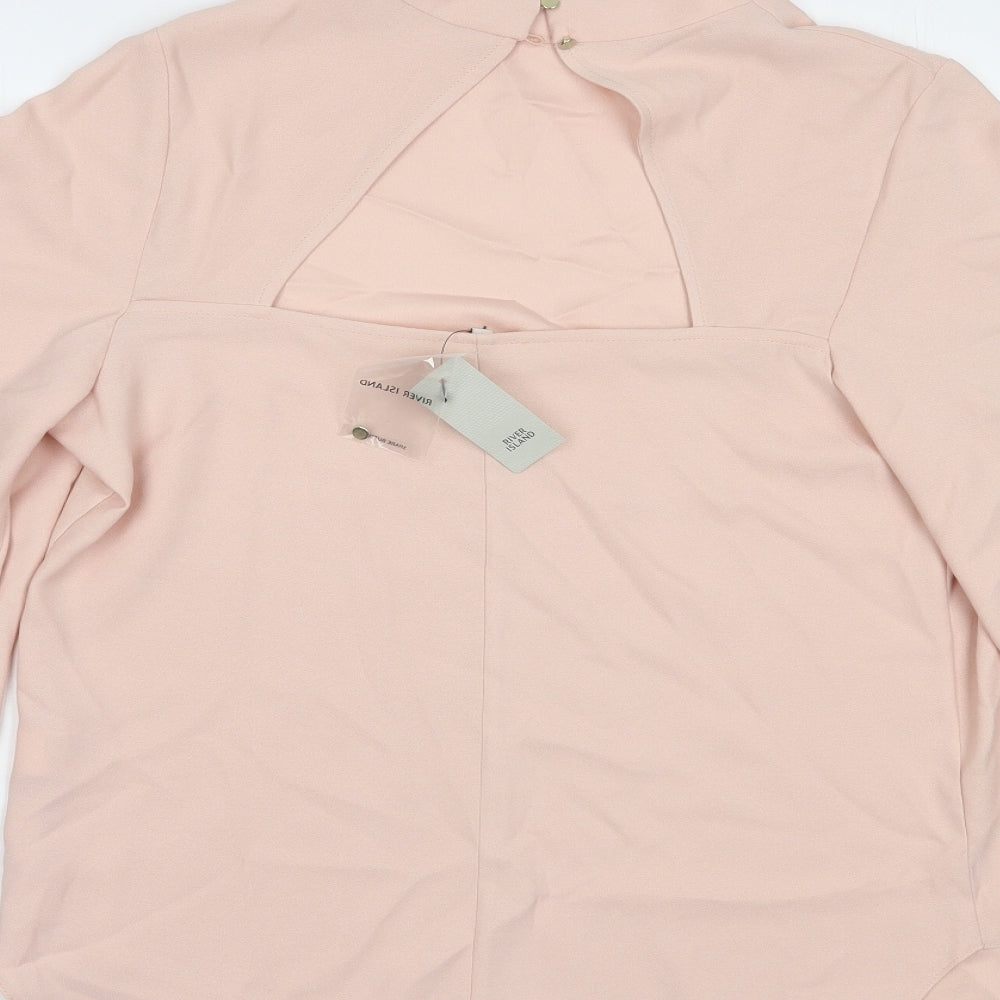 River Island Womens Pink  Polyester Basic Blouse Size 12 High Neck
