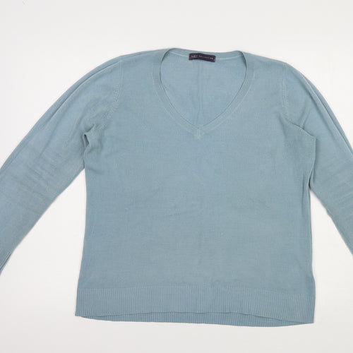 Marks and Spencer Womens Blue V-Neck  Acrylic Pullover Jumper Size 14