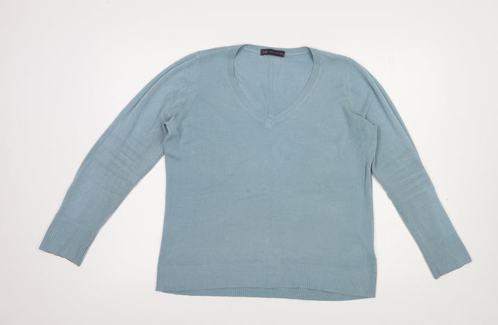 Marks and Spencer Womens Blue V-Neck  Acrylic Pullover Jumper Size 14