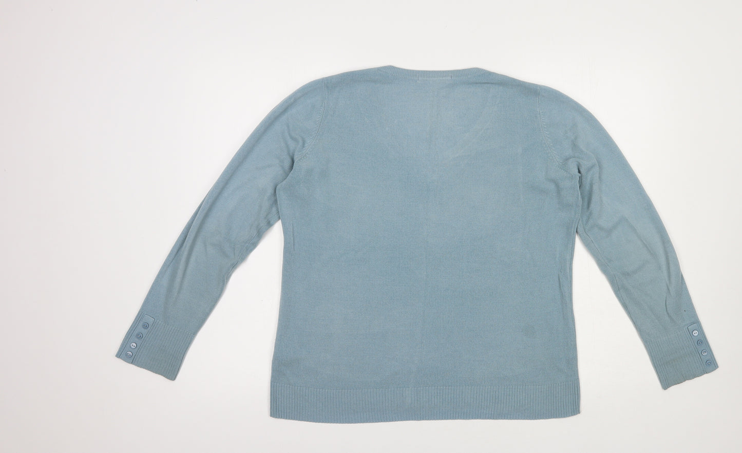 Marks and Spencer Womens Blue V-Neck  Acrylic Pullover Jumper Size 14