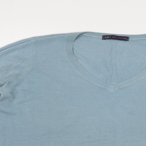 Marks and Spencer Womens Blue V-Neck  Acrylic Pullover Jumper Size 14