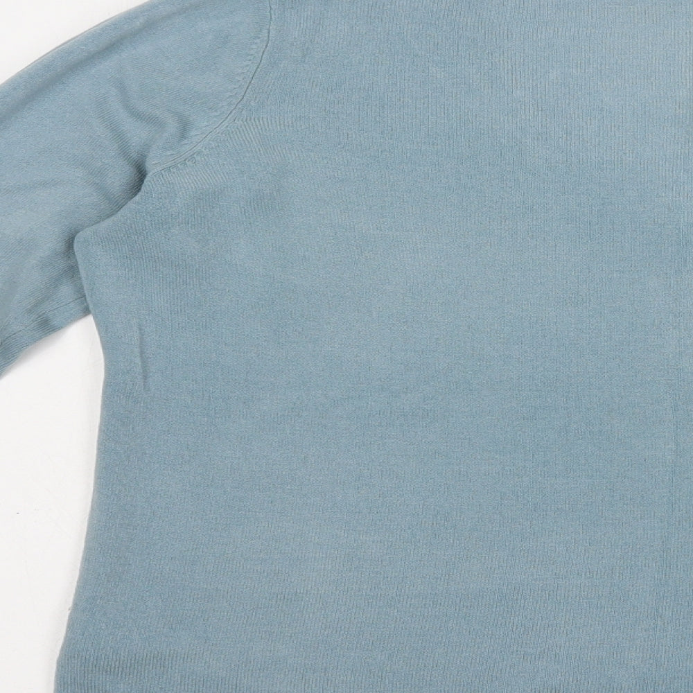 Marks and Spencer Womens Blue V-Neck  Acrylic Pullover Jumper Size 14