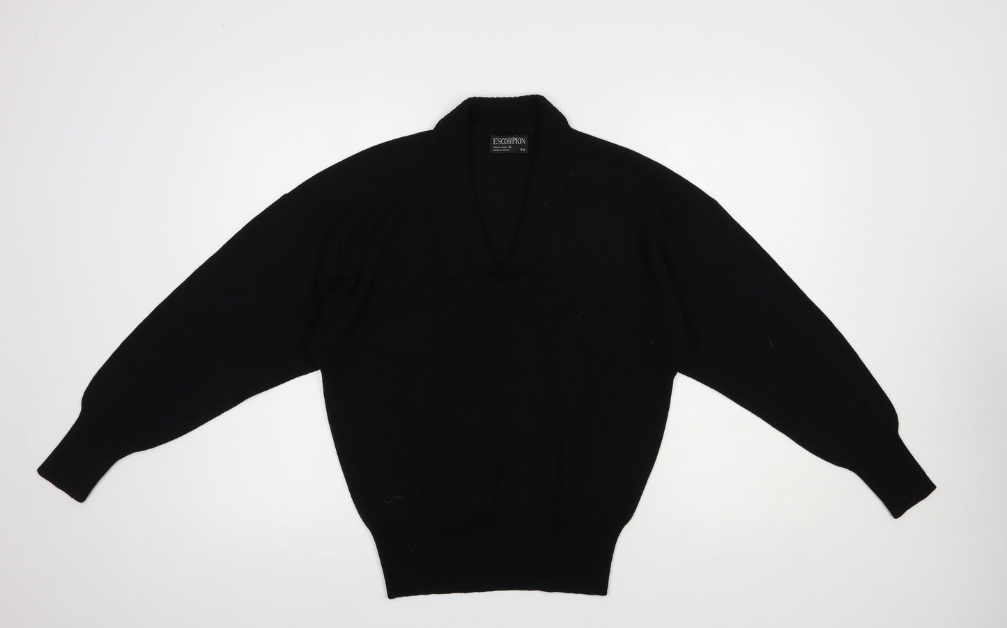 Escorpion Womens Black Collared  Acrylic Pullover Jumper Size 16