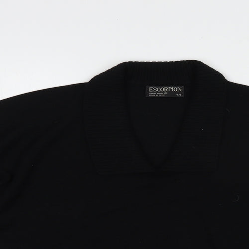 Escorpion Womens Black Collared  Acrylic Pullover Jumper Size 16